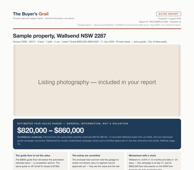 Sample Property Decision Report, page 1
